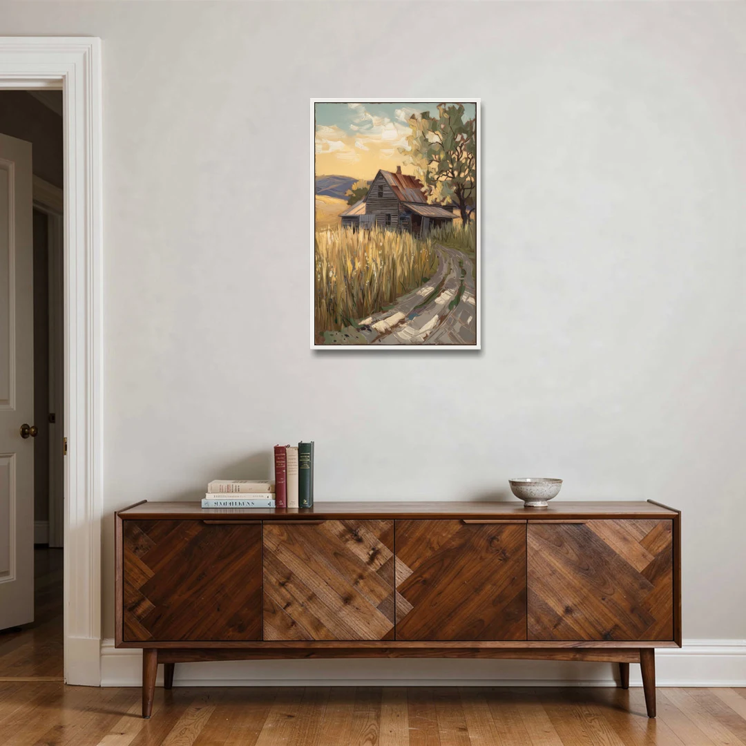 Burlington Rustic Charm - White Framed Canvas Wall Art - Coffee Table - 24x36