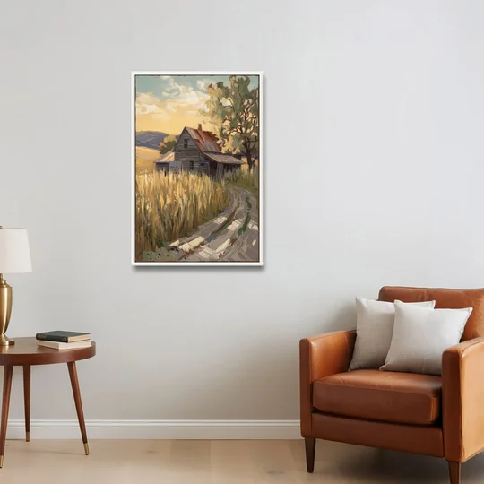 Burlington Rustic Charm - White Framed Canvas Wall Art - Sofa - 24x36