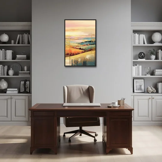 Burlington Scenic Horizons - Black Framed Canvas Wall Art - Office - 24x36