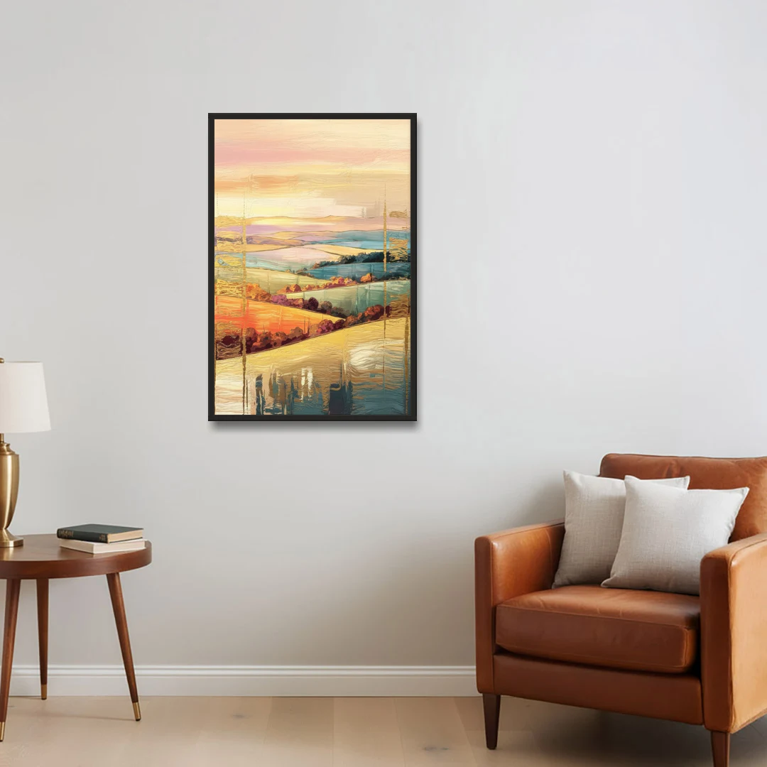 Burlington Scenic Horizons - Black Framed Canvas Wall Art - Sofa - 24x36