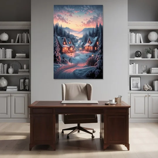 Burlington Snowy Winter Scenes - Canvas Wall Art - Office - 40x60