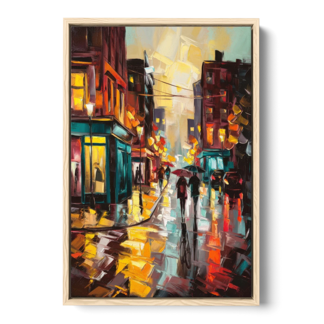 Burlington Urban Street Scenes - Oak Framed Canvas Wall Art - Front