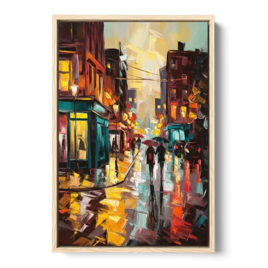 Burlington Urban Street Scenes - Oak Framed Canvas Wall Art - Front