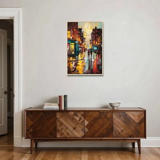 Burlington Urban Street Scenes - Oak Framed Canvas Wall Art - Coffee Table - 24x36