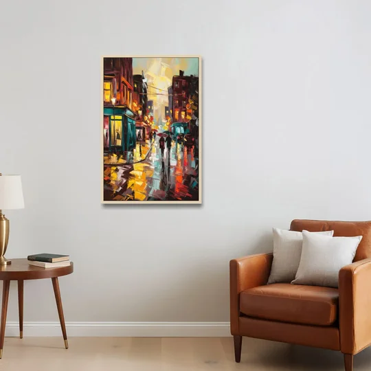 Burlington Urban Street Scenes - Oak Framed Canvas Wall Art - Sofa - 24x36