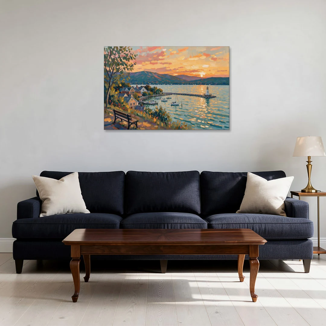 Burlington Waterfront Views - Canvas Wall Art - Sofa - 36x24