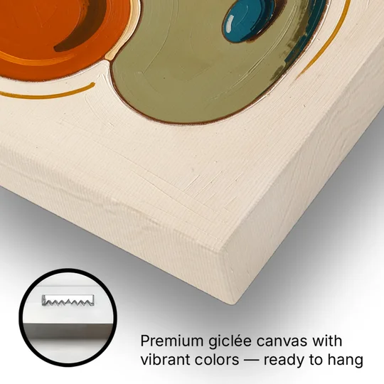 Burnt Orange Abstract Wall Art with Sage Interlock - Canvas Wall Art - Gallery Wrap Corner