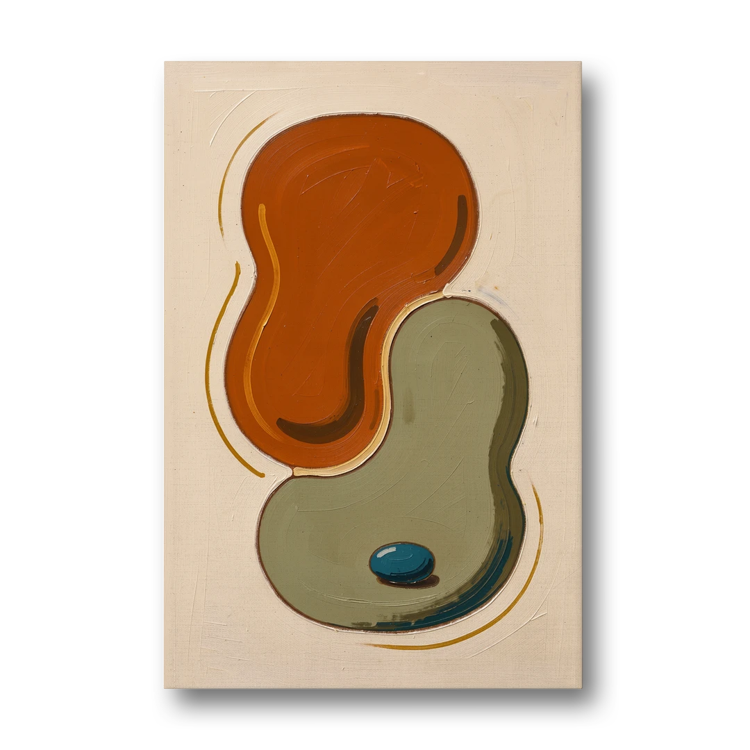 Burnt Orange Abstract Wall Art with Sage Interlock - Canvas Wall Art - Front