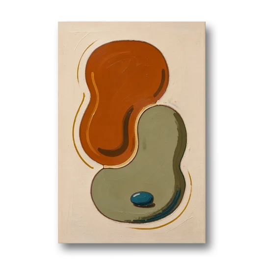 Burnt Orange Abstract Wall Art with Sage Interlock - Canvas Wall Art - Front
