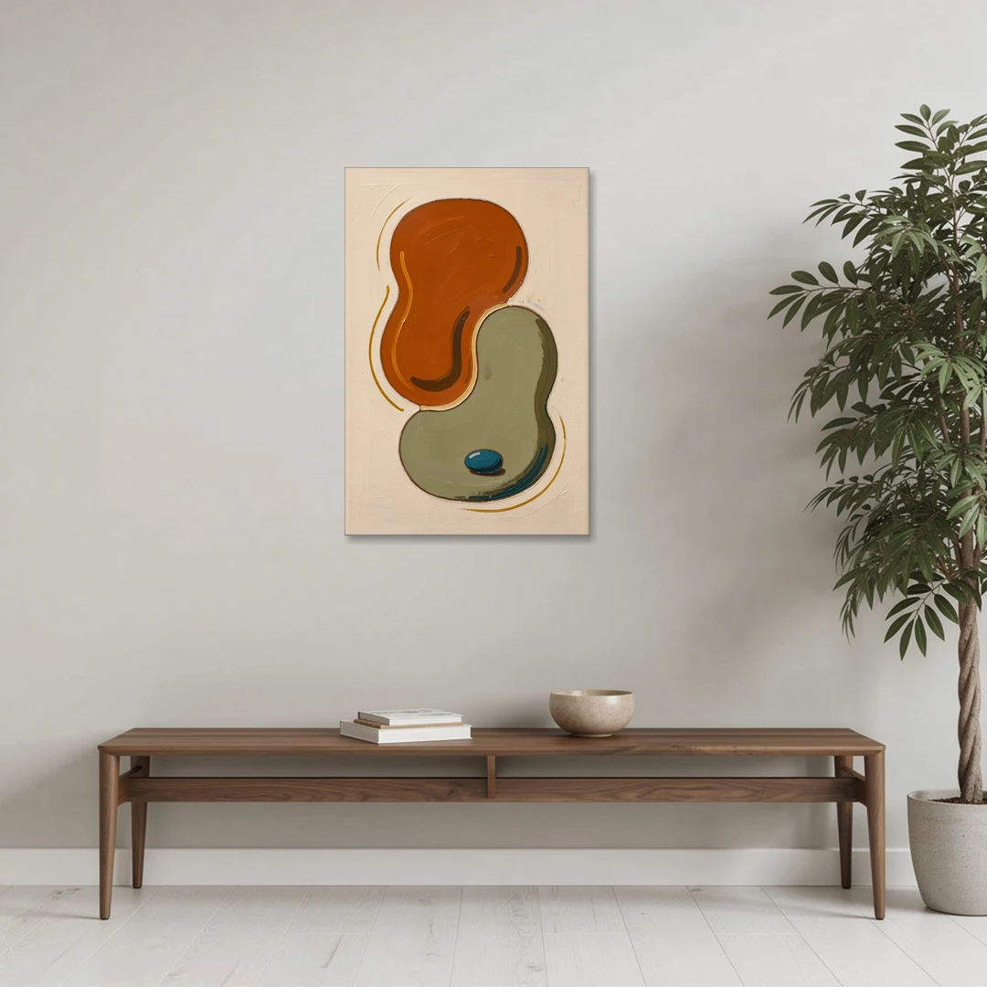 Burnt Orange Abstract Wall Art with Sage Interlock - Canvas Wall Art - Coffee Table - 24x36