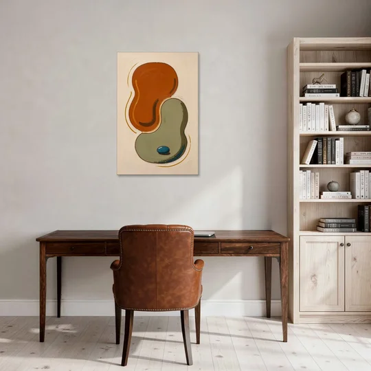 Burnt Orange Abstract Wall Art with Sage Interlock - Canvas Wall Art - Office - 24x36