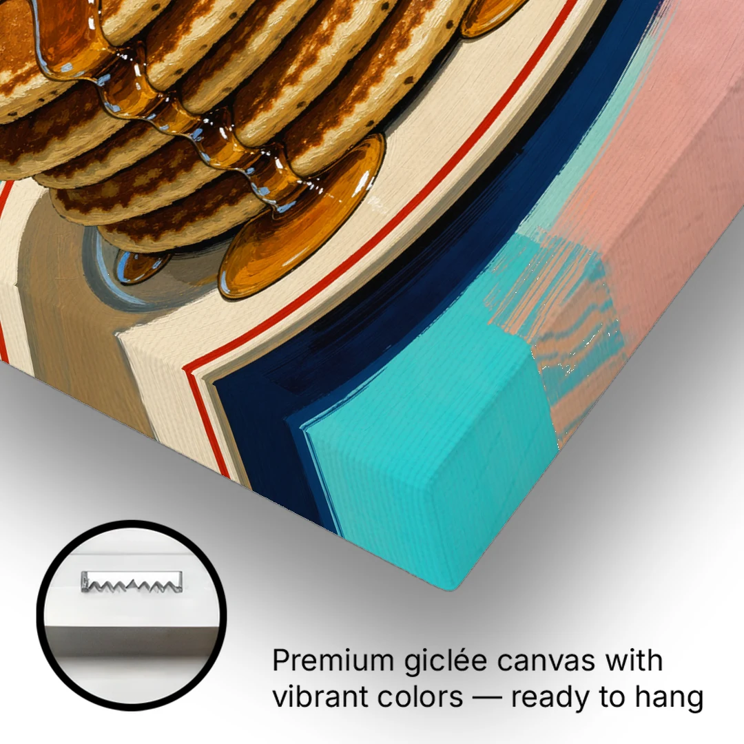 Buttered Pancake Tower for Breakfast - Canvas Wall Art - Gallery Wrap Corner