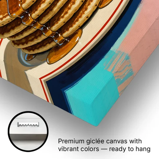 Buttered Pancake Tower for Breakfast - Canvas Wall Art - Gallery Wrap Corner