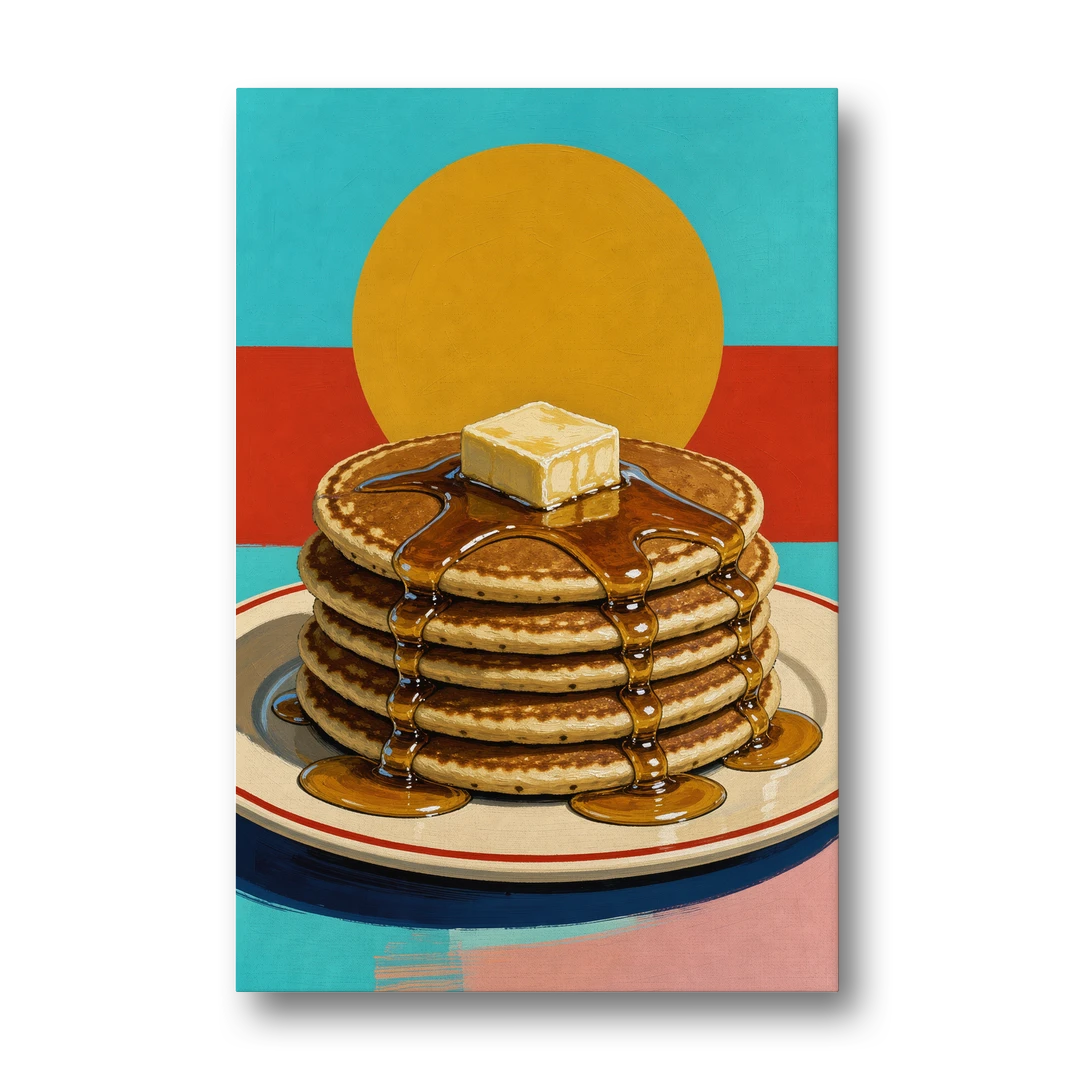 Buttered Pancake Tower for Breakfast - Canvas Wall Art - Front