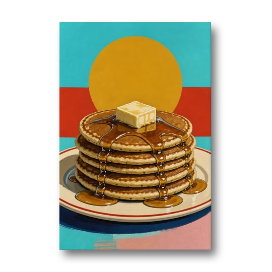 Buttered Pancake Tower for Breakfast - Canvas Wall Art - Front