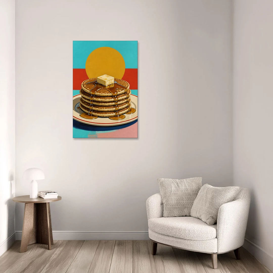 Buttered Pancake Tower for Breakfast - Canvas Wall Art - Sofa - 24x36