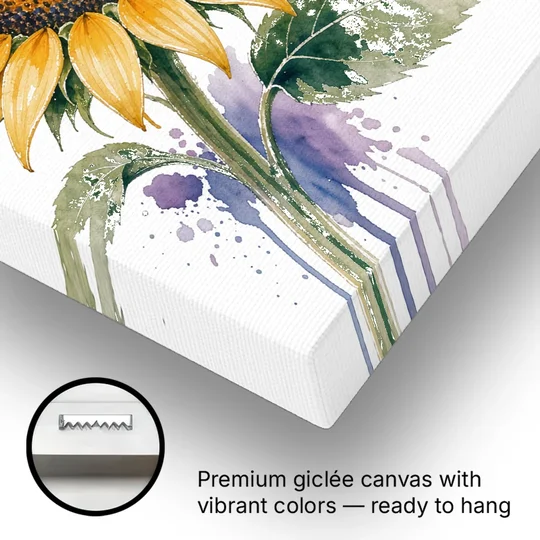 Butterfly and Flower Painting with Fritillary on Sunflower - Canvas Wall Art - Gallery Wrap Corner