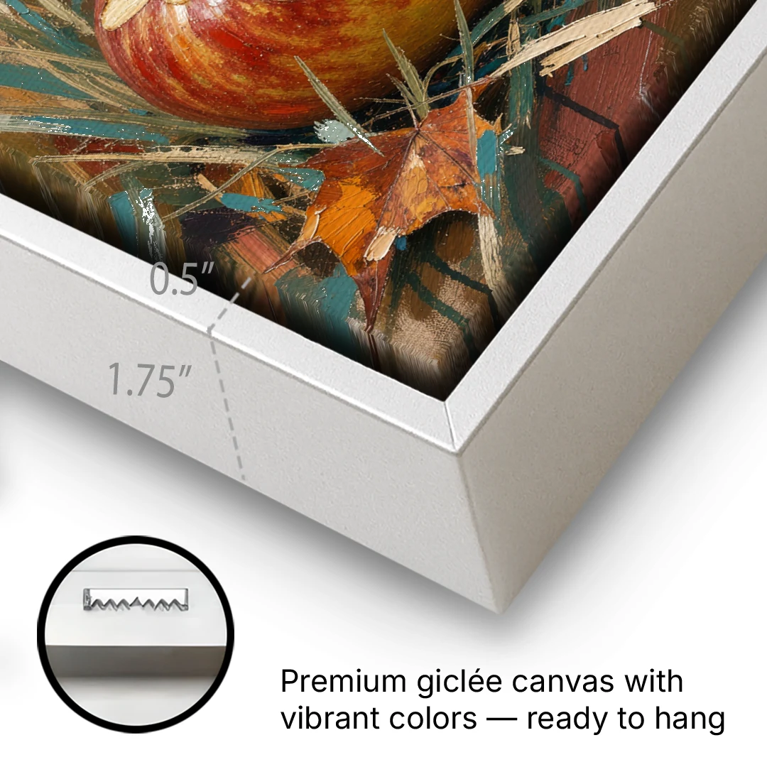 Butterfly Art Prints Red Admiral on a Windfall Apple - White Framed Canvas Wall Art - Gallery Wrap Corner