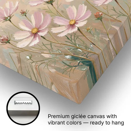Butterfly Nursery Decor with Pastel Cosmos - Canvas Wall Art - Gallery Wrap Corner