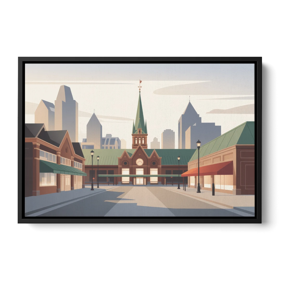 ByWard Market Charm - Black Framed Canvas Wall Art - Front