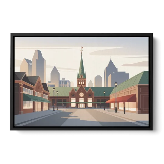 ByWard Market Charm - Black Framed Canvas Wall Art - Front