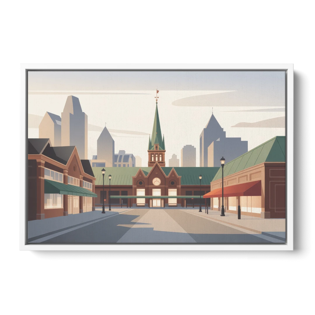 ByWard Market Charm - White Framed Canvas Wall Art - Front
