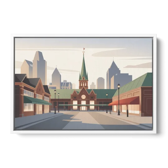 ByWard Market Charm - White Framed Canvas Wall Art - Front