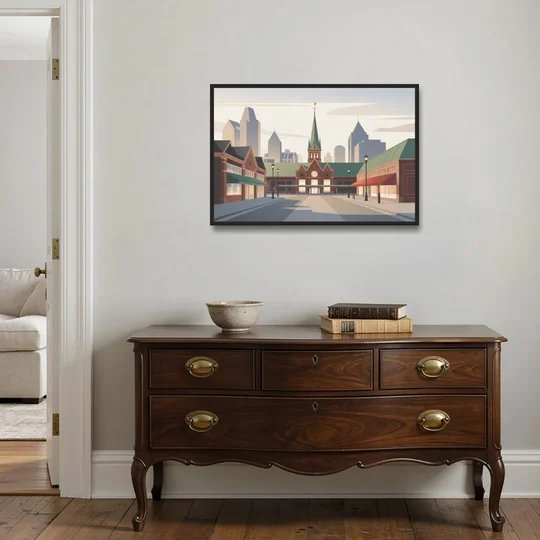 ByWard Market Charm - Black Framed Canvas Wall Art - Coffee Table - 36x24