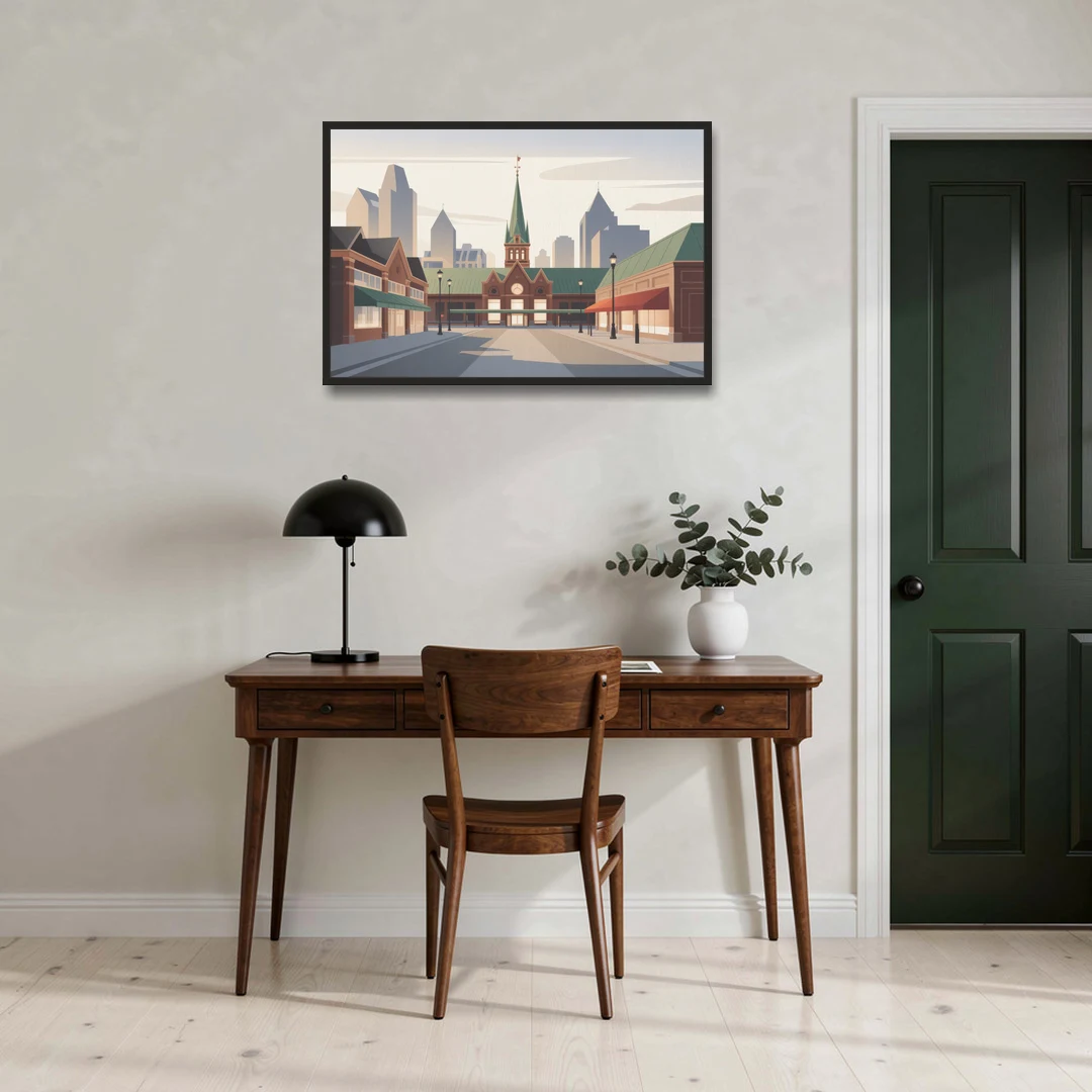 ByWard Market Charm - Black Framed Canvas Wall Art - Office - 36x24