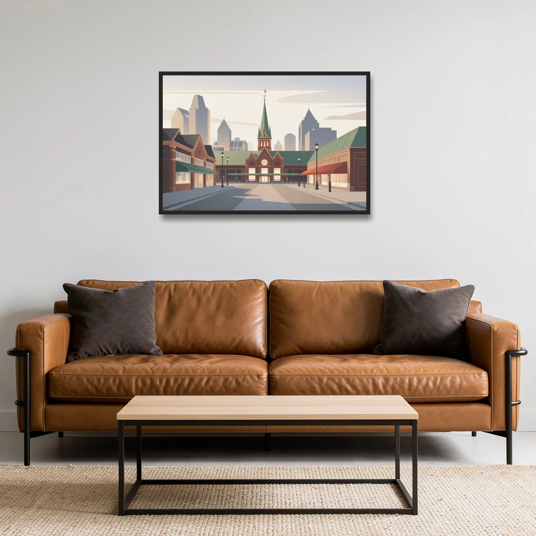 ByWard Market Charm - Black Framed Canvas Wall Art - Sofa - 36x24