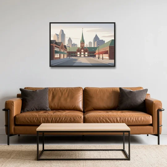 ByWard Market Charm - Black Framed Canvas Wall Art - Sofa - 36x24