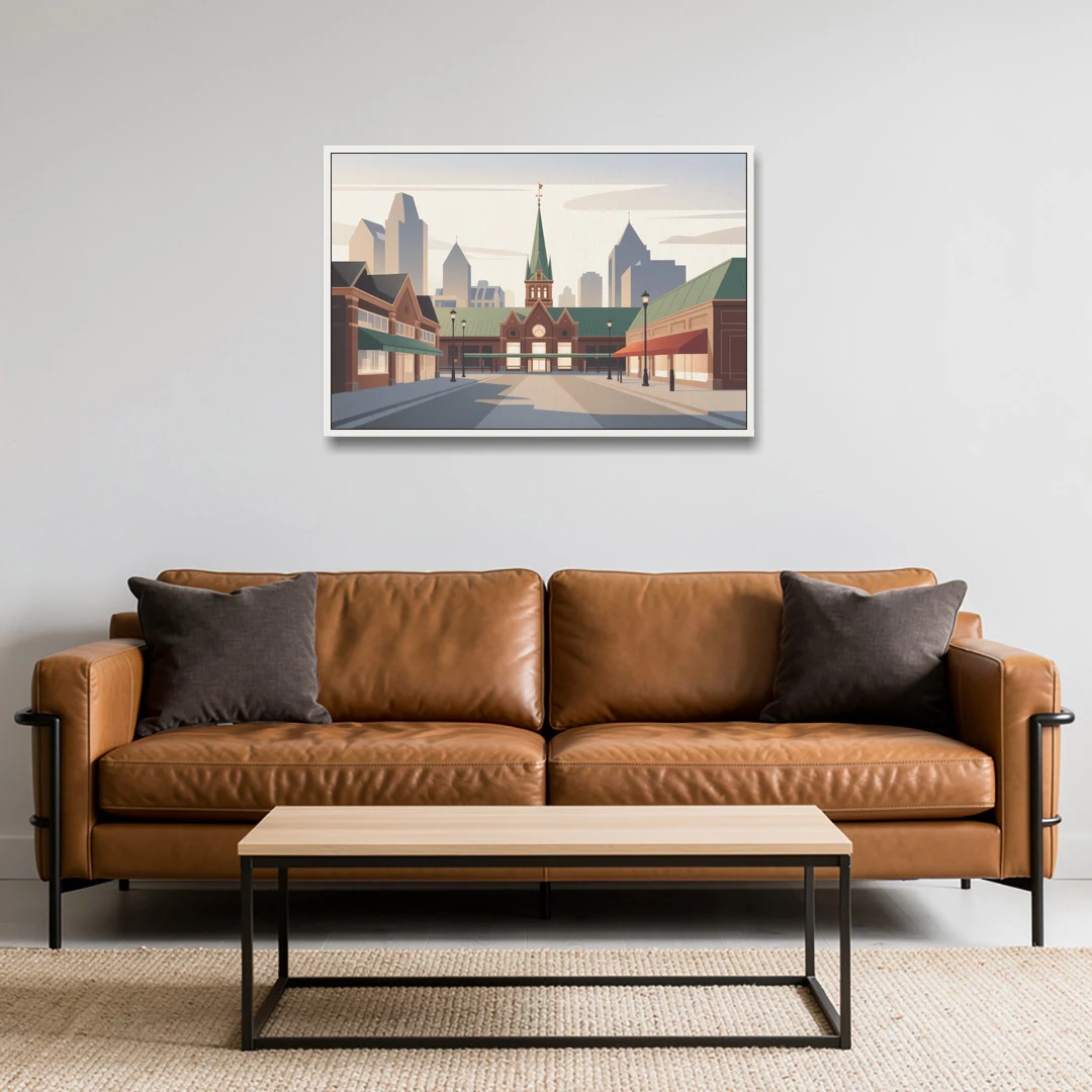 ByWard Market Charm - White Framed Canvas Wall Art - Sofa - 36x24