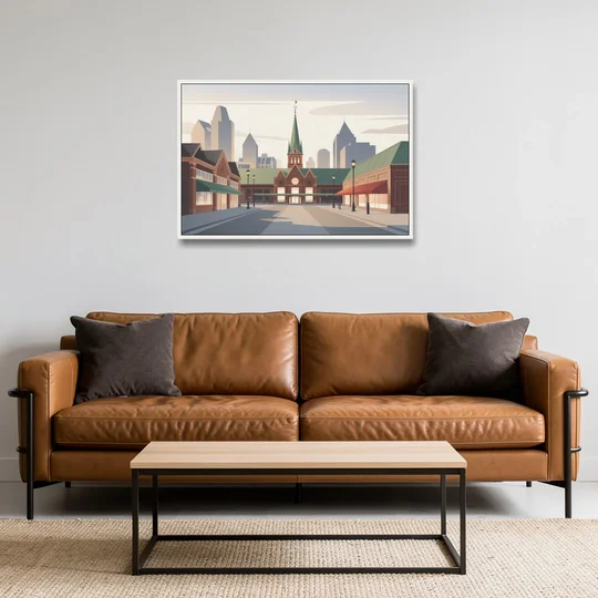 ByWard Market Charm - White Framed Canvas Wall Art - Sofa - 36x24