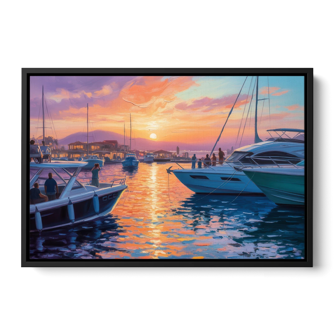 Cabo Marina Sunset - Black Framed Canvas Wall Art - Front