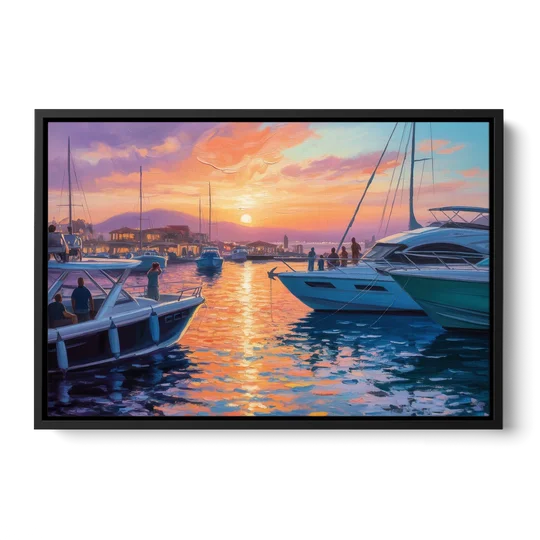 Cabo Marina Sunset - Black Framed Canvas Wall Art - Front