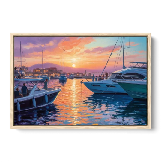 Cabo Marina Sunset - Oak Framed Canvas Wall Art - Front