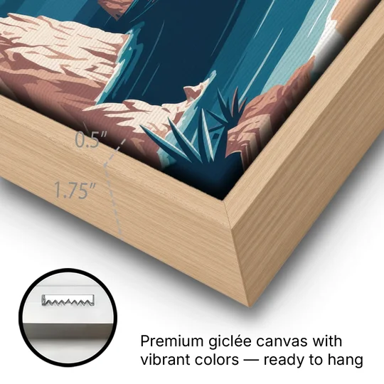 Cabo San Lucas Night Skyline - Oak Framed Canvas Wall Art - Gallery Wrap Corner