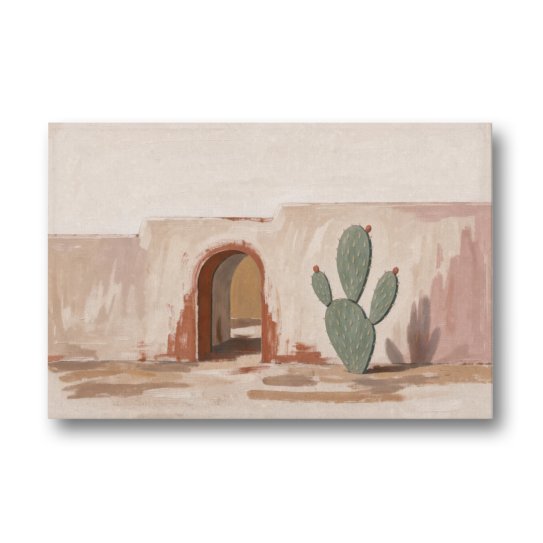 Cactus Wall Art by an Adobe Arch - Canvas Wall Art - Front