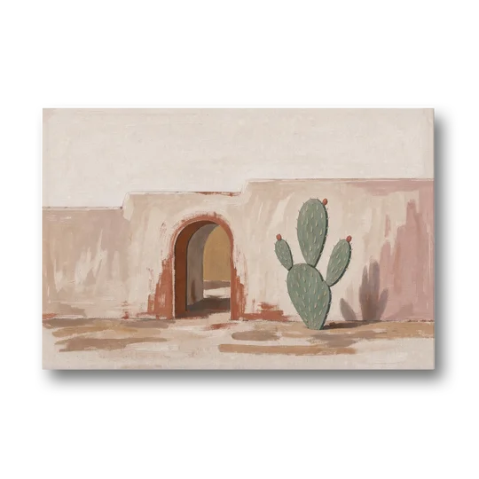 Cactus Wall Art by an Adobe Arch - Canvas Wall Art - Front