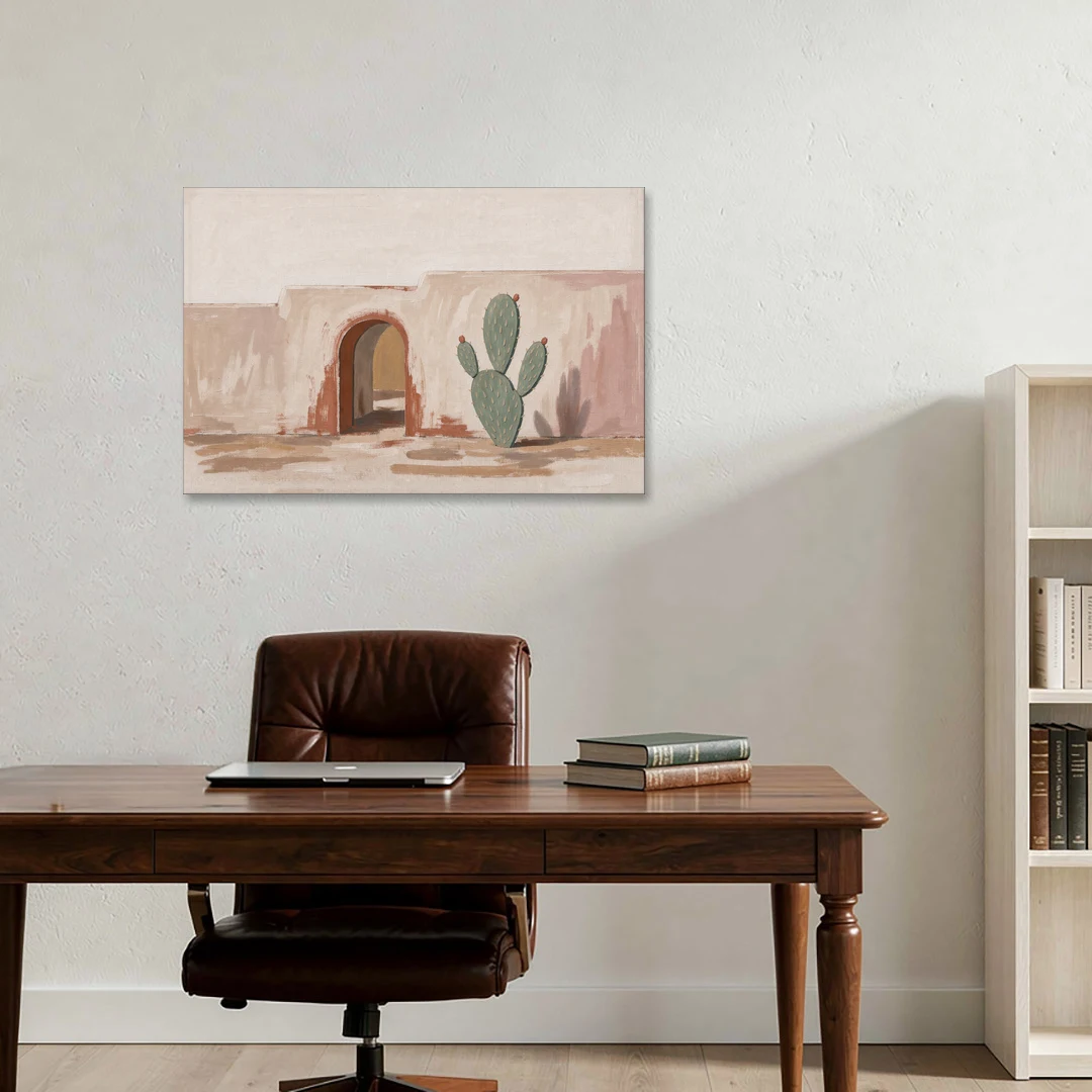 Cactus Wall Art by an Adobe Arch - Canvas Wall Art - Office - 36x24
