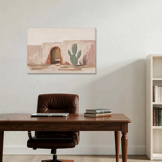 Cactus Wall Art by an Adobe Arch - Canvas Wall Art - Office - 36x24