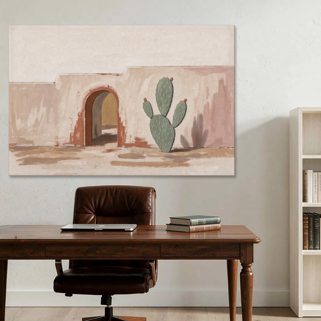 Cactus Wall Art by an Adobe Arch - Canvas Wall Art - Office - 60x40