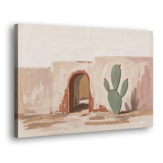 Cactus Wall Art by an Adobe Arch - Canvas Wall Art - Side