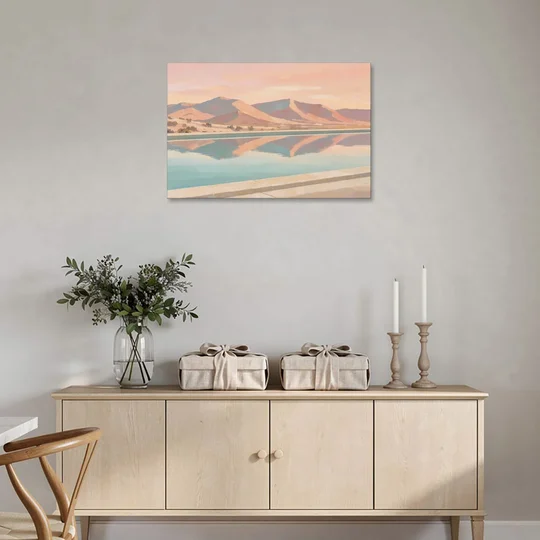 California Wall Art with Desert Mountains Mirrored in a Pool - Canvas Wall Art - Coffee Table - 36x24
