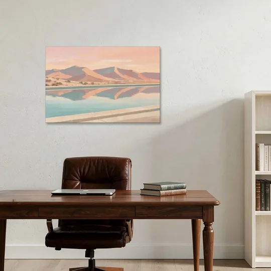 California Wall Art with Desert Mountains Mirrored in a Pool - Canvas Wall Art - Office - 36x24