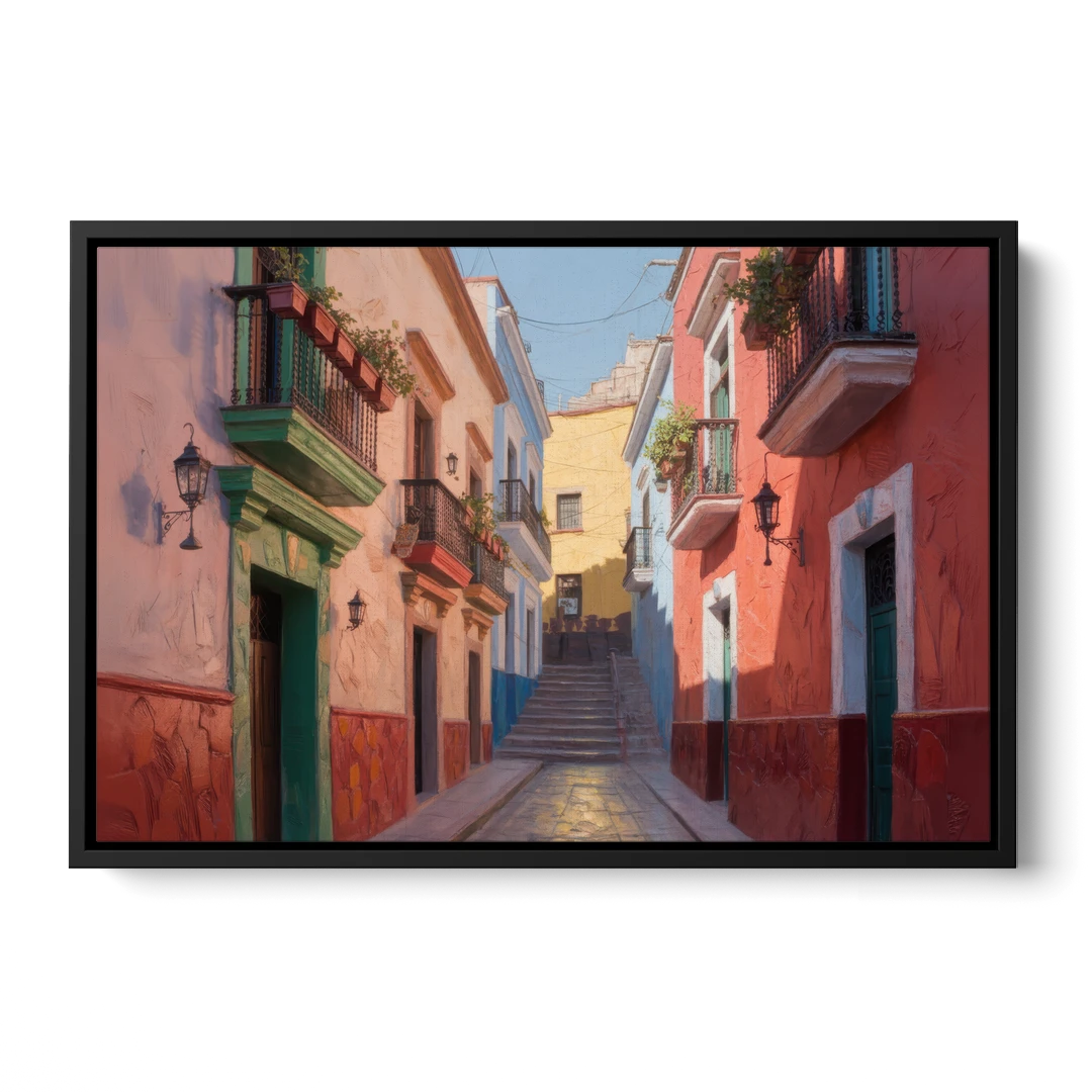 Callejón del Beso Alley - Black Framed Canvas Wall Art - Front
