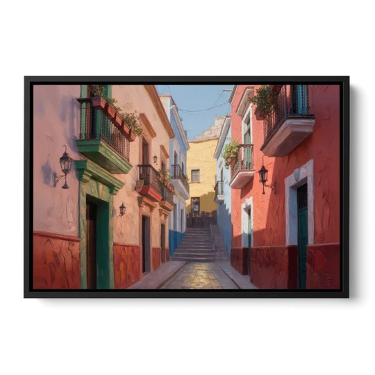 Callejón del Beso Alley - Black Framed Canvas Wall Art - Front