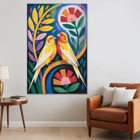 Calm Canary Chirp - Canvas Wall Art - Sofa - 40x60