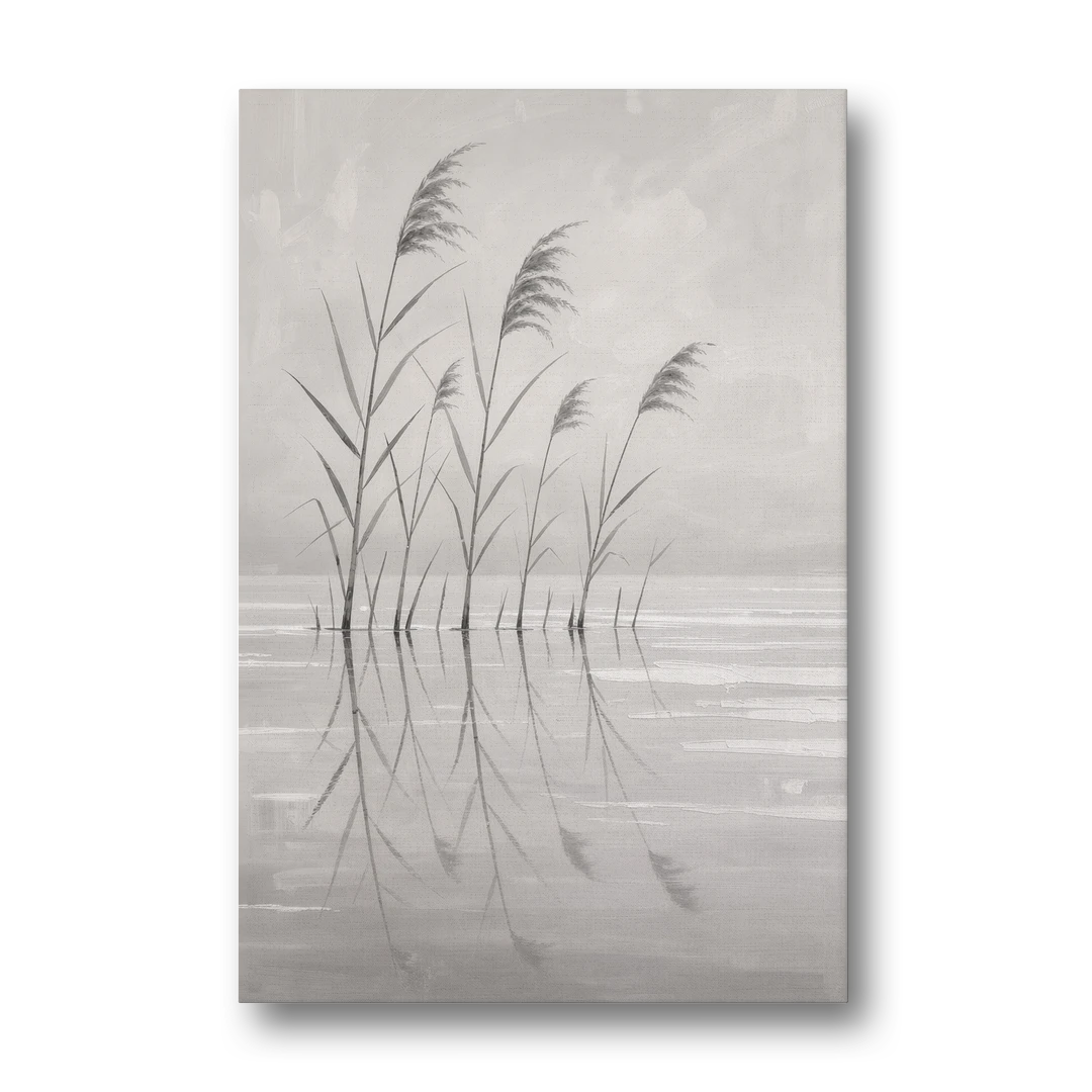 Calm Wall Art of Reeds in Still Water - Canvas Wall Art - Front
