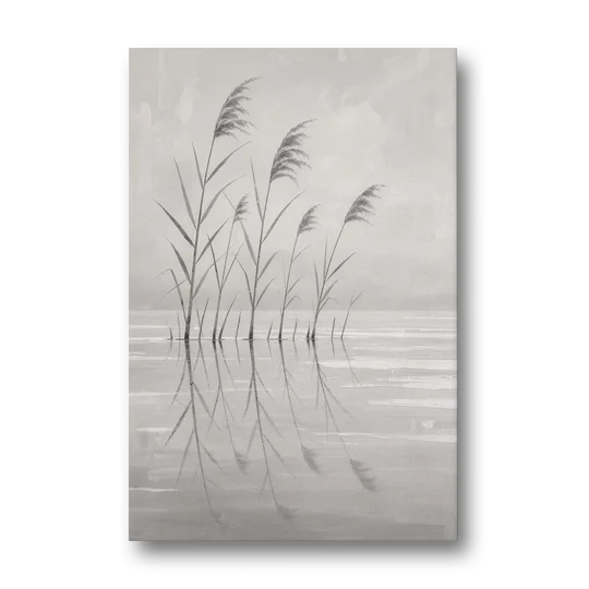 Calm Wall Art of Reeds in Still Water - Canvas Wall Art - Front
